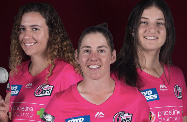 Emma Hughes, Jodie Hicks & Stella Campbell. PC: sydneysixers.com.au