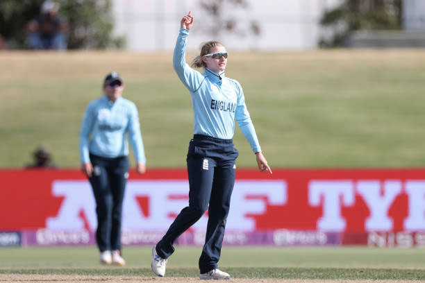 Charlie Dean picks 4 wicket haul against India. PC: ICC/Getty Images