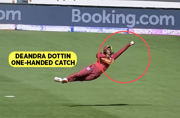 Deandra Dottin takes a Stunning One Handed Catch. PC: Disney+Hotstar / Screenshot