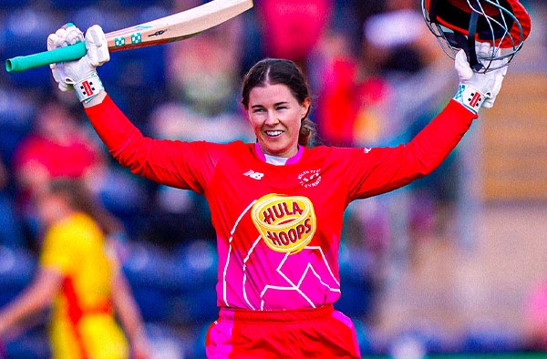 Tammy Beaumont scores first ever Century in Women's Hundred tournament. PC: Getty