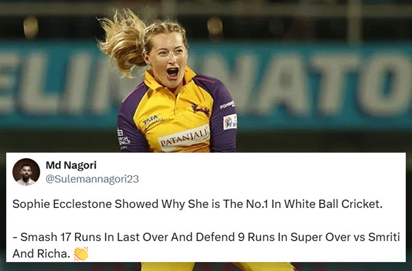 Fan Reactions: Netizens abuzz with first-ever WPL Super Over, hail Sophie Ecclestone's heroics
